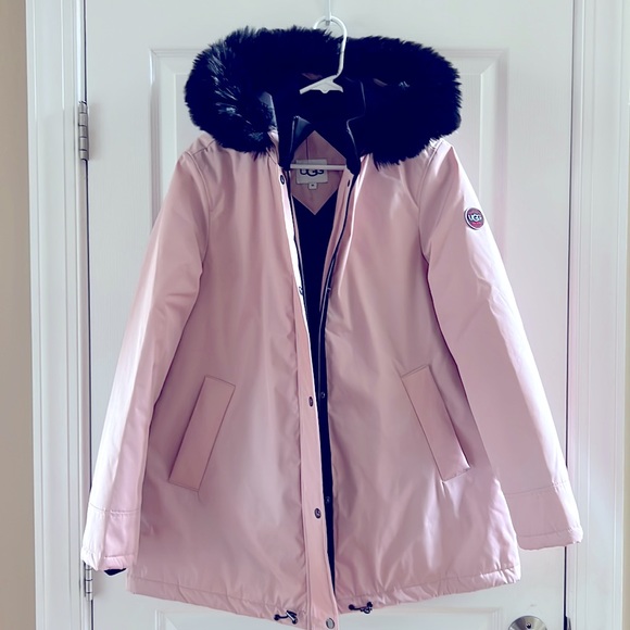 UGG Pink Waterproof Faux Fur Collar Parka